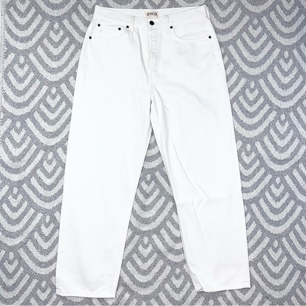 ETICA Women’s Tyler High Rise Vintage Straight Leg White Denim Jeans 30 NWT